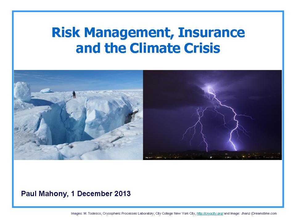 Risk Management, Insurance and the Climate Crisis